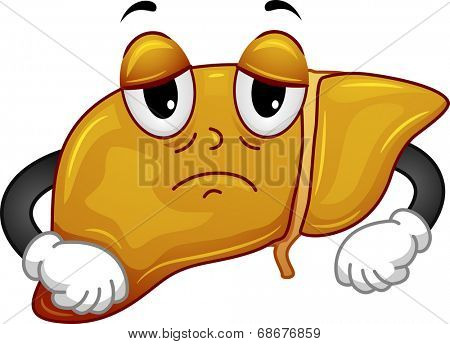 Mascot Illustration Featuring a Sickly Liver
