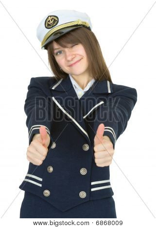 Frau in uniform Kapitän zur See, isolated on white background