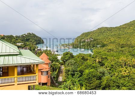 Marigot Bay Beyond Hilltop Building