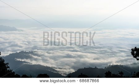Landscape Of Cloud Above Cordillera In The Morning