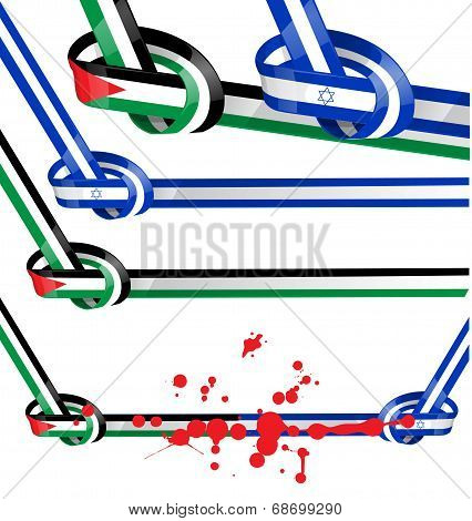 Israel And Palestine Set Flag