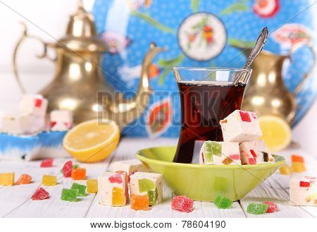 Turkish Tea With  Oriental Sweets
