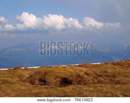 Carpathian mountains 1 under snow in spring