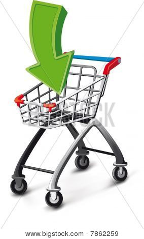 Supermarket vozíku s šipkou