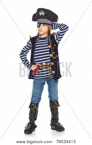 Grinning little boy pirate