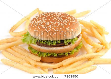 Hamburguesas y papas fritas