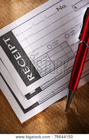 Blank Receipt And Red Pen