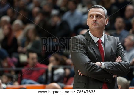 VALENCIA, SPAIN - DECEMBER 5: Dejan Radonjic during Euroleague match between Valencia Basket Club and Crvena Zvezda Telekom Belgrade at Fonteta Stadium on Dicember 5, 2014 in Valencia, Spain