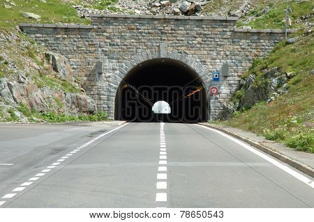 Tunnel On Sustenpass In Alps In Switzerland