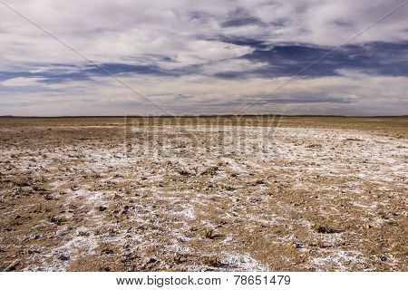 Hostile Desert Near Dayet Srji Salt Lake In Morocco