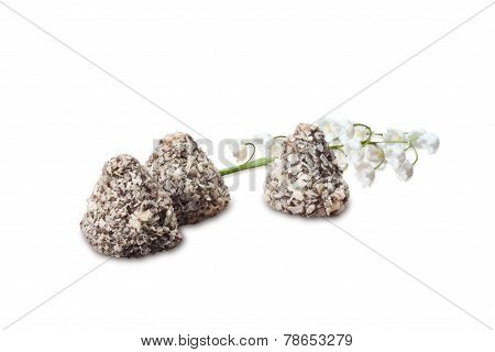 chocolate confectionery on white background