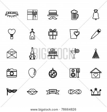Happy Anniversary Line Icons On White Background