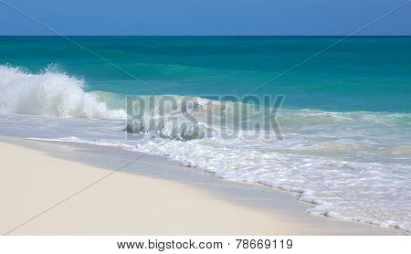 Clean beach Caribbean Sea. Playa los Cocos. Cayo Largo. Cuba.