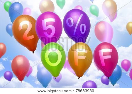 25 Percent Off Discount Balloon Colorful Balloons