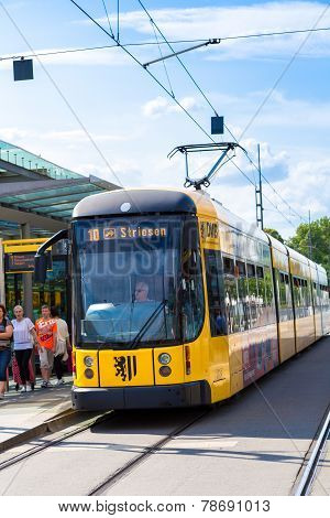 Modern Tram In Dresden