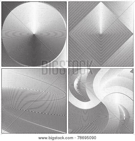 Set of Abstract Illusion Card. Vector Background Illustration