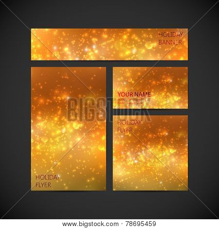 set of vector visual corporate identity with orange holiday shin