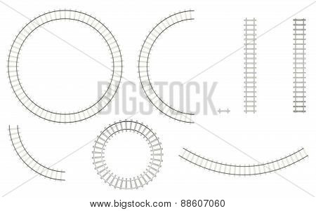 Set railways, isolated on a white background to create your image, top view. 3d illustration high re