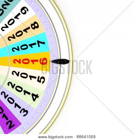Wheel of fortune with 2016, isolated on white background 