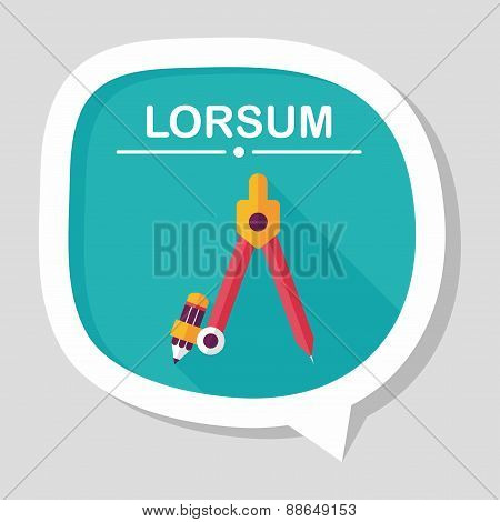 Compass Pencil Flat Icon With Long Shadow,eps10