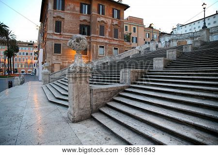 Spanish Square With Spanish Steps  In Rome Italy