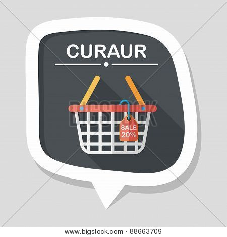 Shopping Basket Flat Icon With Long Shadow,eps10