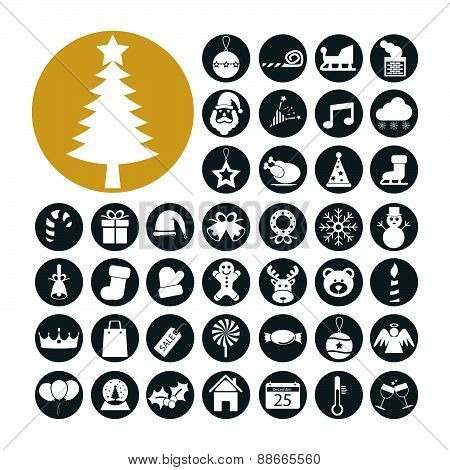 Christmas Icon Set Vector Illustration