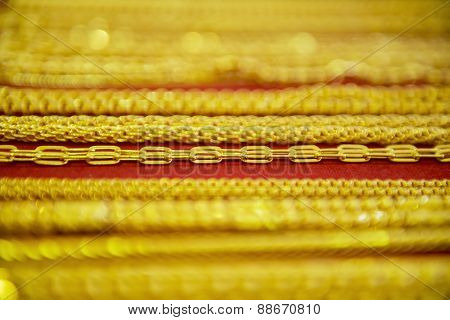 collection of golden necklace.