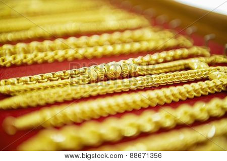 collection of golden bracelet.