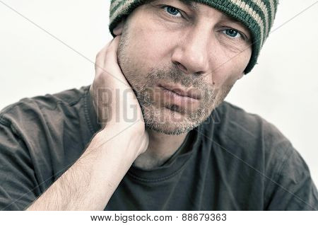 Young Man Suffering From Toothache, Teeth Pain