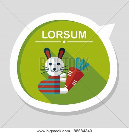 Rabbit With Carrot Flat Icon With Long Shadow,eps 10