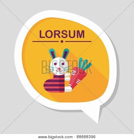 Rabbit With Carrot Flat Icon With Long Shadow,eps 10