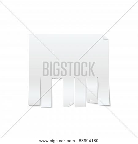 Blank Sheet Of Paper Advertising With Cut Slips