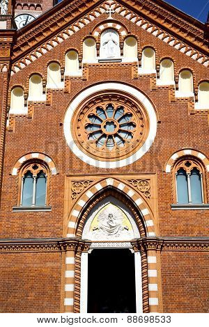 Italy  Lombardy     In  The Abbiate    Old   Church   Closed Brick Tower