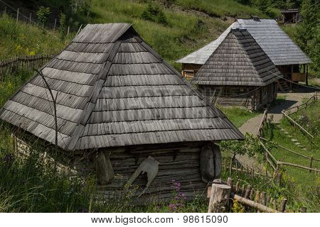 Old traditional wooden house.