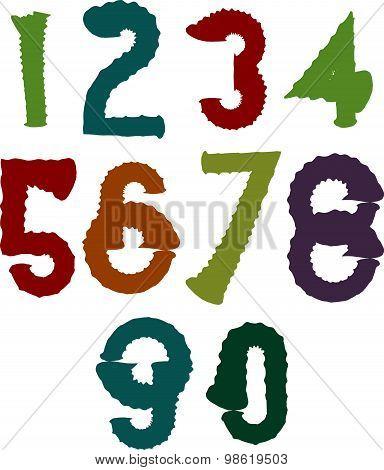 Calligraphic brush numbers, hand-painted bright vector numeration.