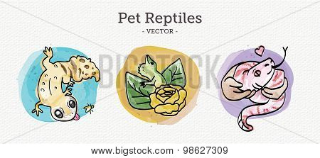 Pet Reptiles - Watercolor Vectors