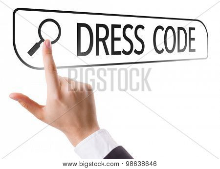 Dress Code written in search bar on virtual screen