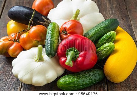 A Pile Of Organic Vegetables On A Table