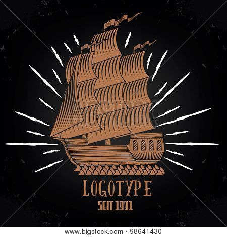 Vintage ship logotype  illustration