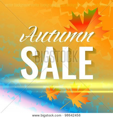 Autumn background with maple leaves and the inscription discount
