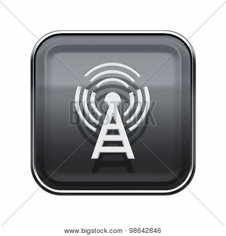 Wi-fi Tower Icon Glossy Grey, Isolated On White Background