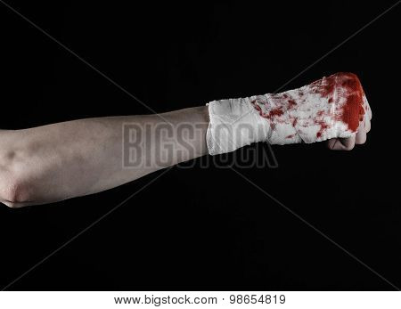 Shook His Bloody Hand In A Bandage, Bloody Bandage, Fight Club, Street Fight, Violence, Bloody Theme