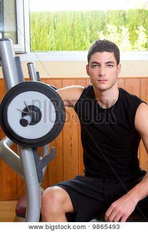 Gym Young Man Posing Bodybuilding Weigths