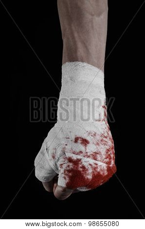 Shook His Bloody Hand In A Bandage, Bloody Bandage, Fight Club, Street Fight, Violence, Bloody Theme