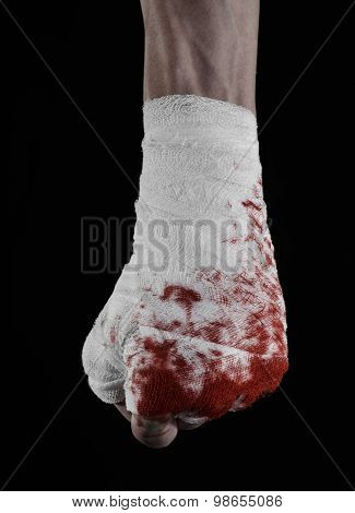 Shook His Bloody Hand In A Bandage, Bloody Bandage, Fight Club, Street Fight, Violence, Bloody Theme