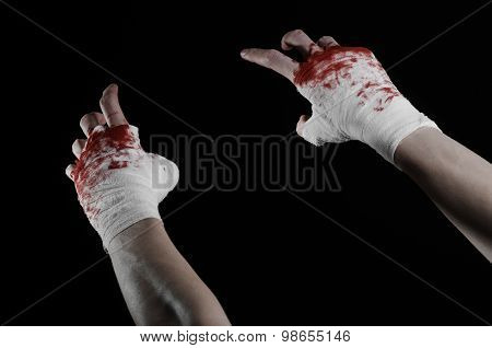 Shook His Bloody Hand In A Bandage, Bloody Bandage, Fight Club, Street Fight, Violence, Bloody Theme