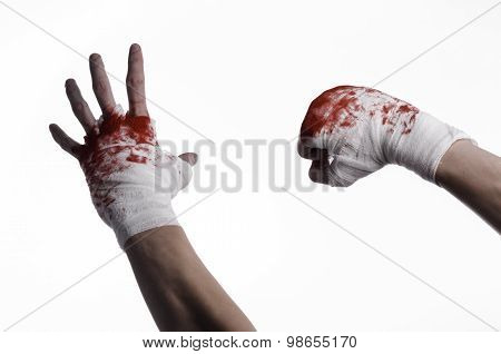 Shook His Bloody Hand In A Bandage, Bloody Bandage, Fight Club, Street Fight, Violence, Bloody Theme
