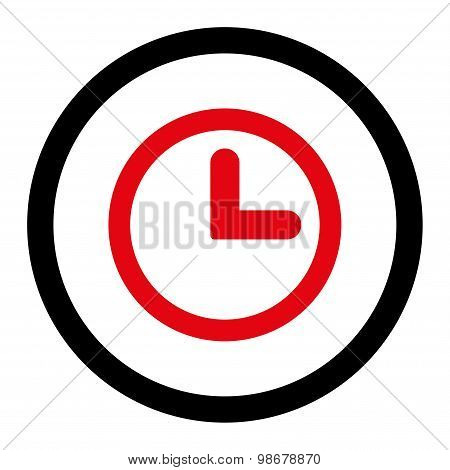 Clock flat intensive red and black colors rounded vector icon