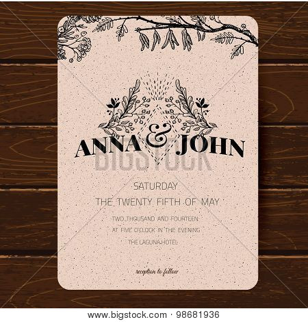 Wedding invitation card template.